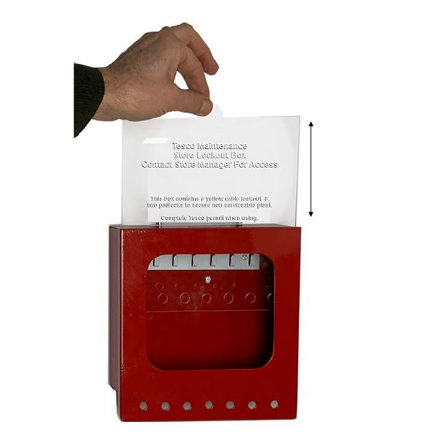 Tesco Custom Steel Wall Mounted Group Lockout Box with TMS Legend Tesco Custom Steel Wall Mounted Group Lockout Box with TMS Legend